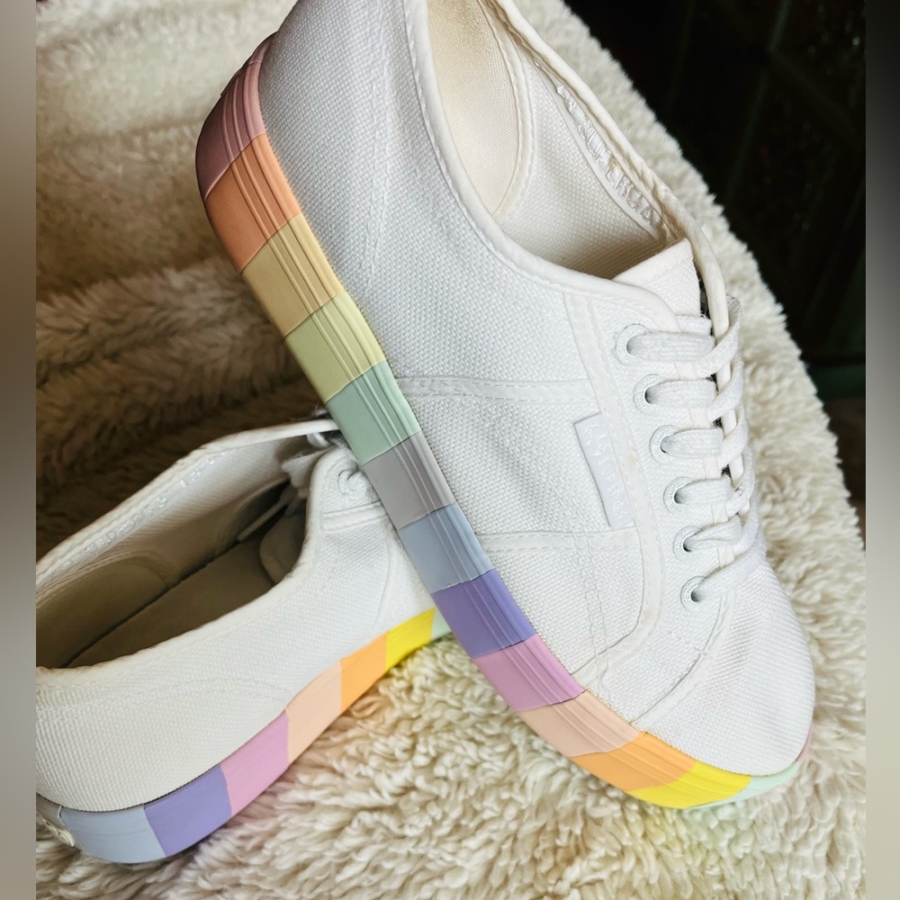Superga pastel rainbow sole platform sneakers